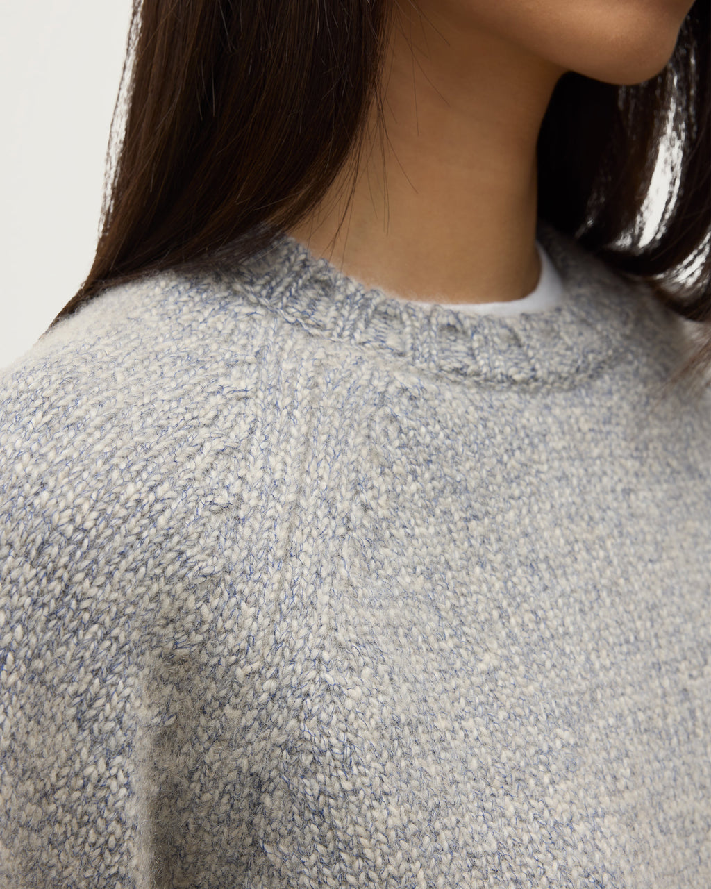 Johnstons of Elgin - Bay Blue Marl Cashmere & Cotton Jumper