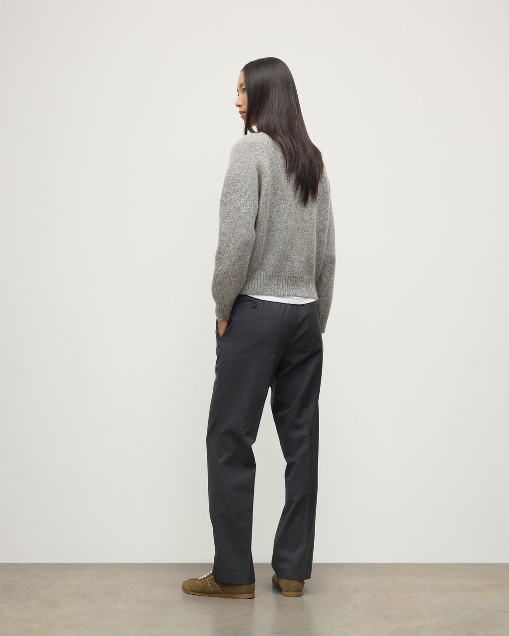 Johnstons of Elgin - Bay Blue Marl Cashmere & Cotton Jumper