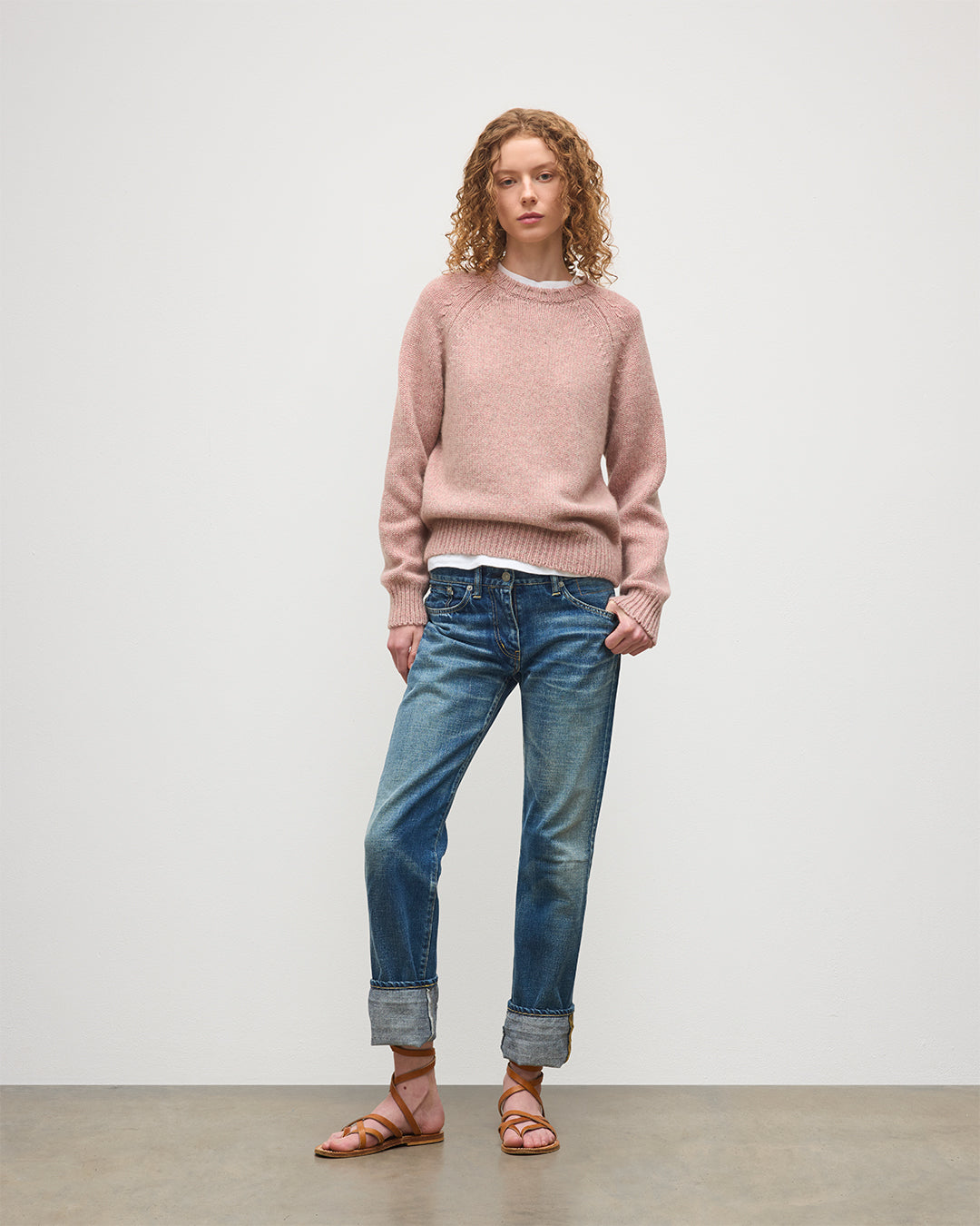Johnstons of Elgin - Bay Pink Marl Cashmere & Cotton Jumper