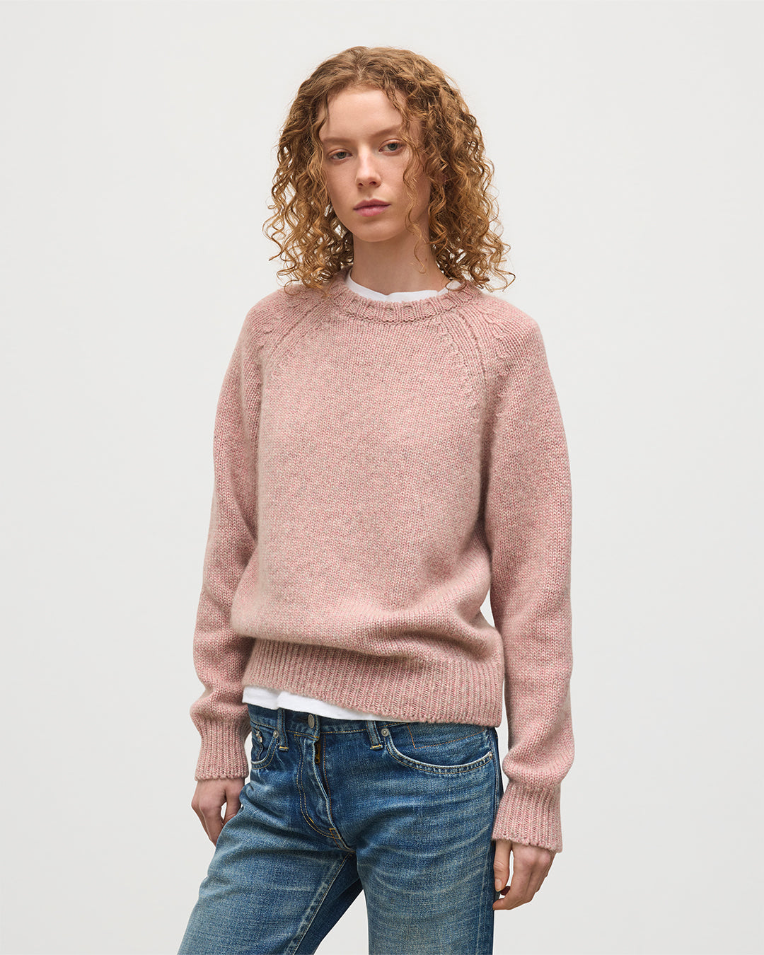 Johnstons of Elgin - Bay Pink Marl Cashmere & Cotton Jumper