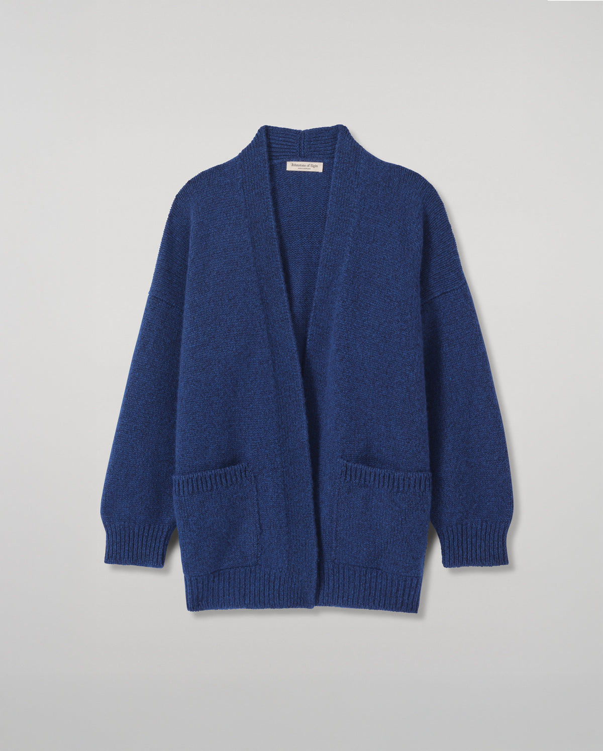 Johnstons of Elgin - Bay Grey Dark Blue Cashmere & Cotton Cardigan
