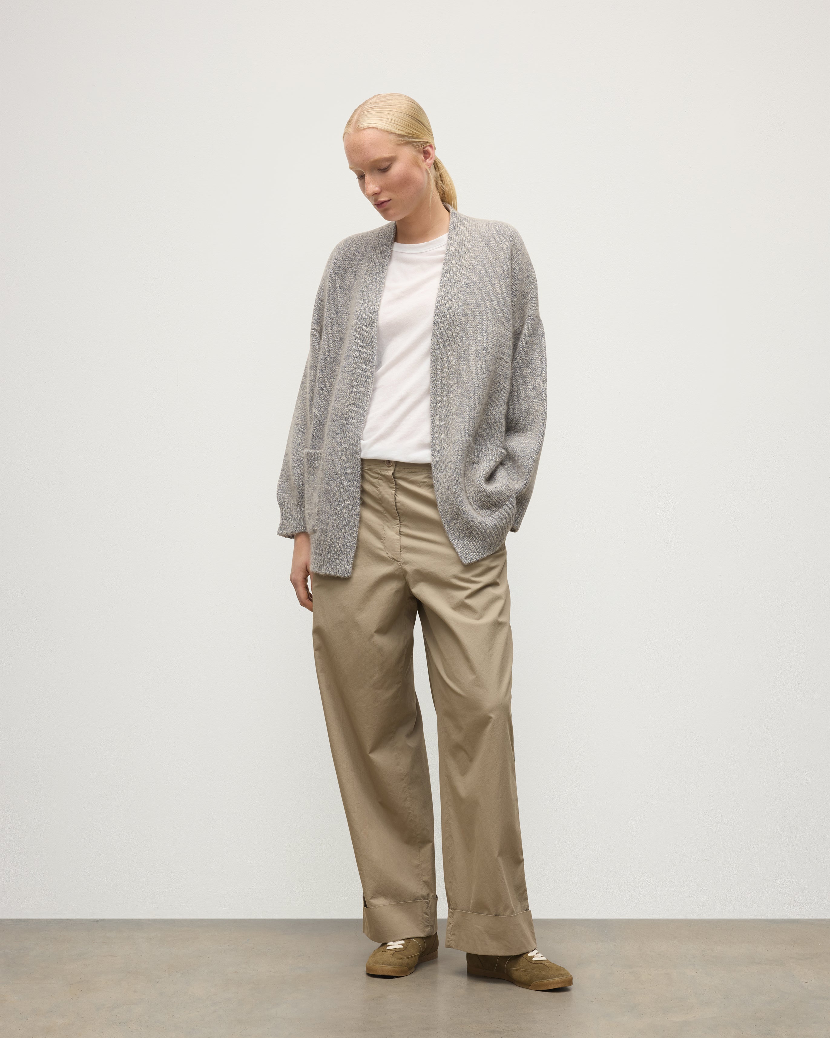 Johnstons of Elgin - Bay Blue Marl Cashmere & Cotton Cardigan