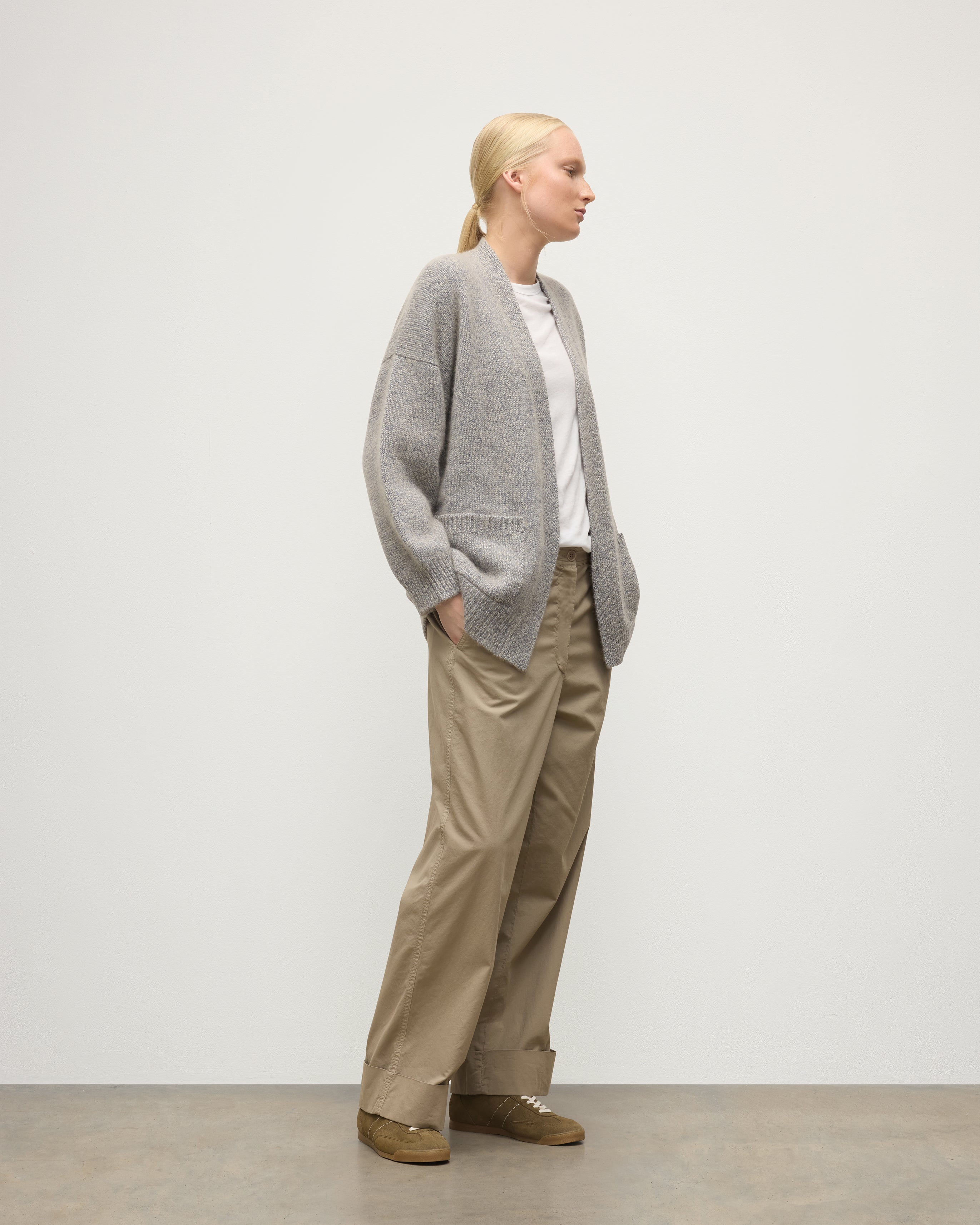 Johnstons of Elgin - Bay Blue Marl Cashmere & Cotton Cardigan