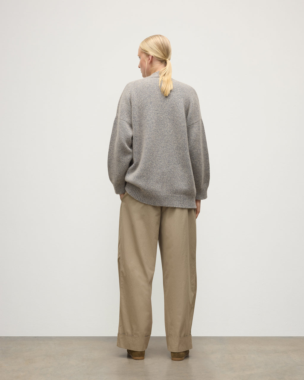 Johnstons of Elgin - Bay Blue Marl Cashmere & Cotton Cardigan