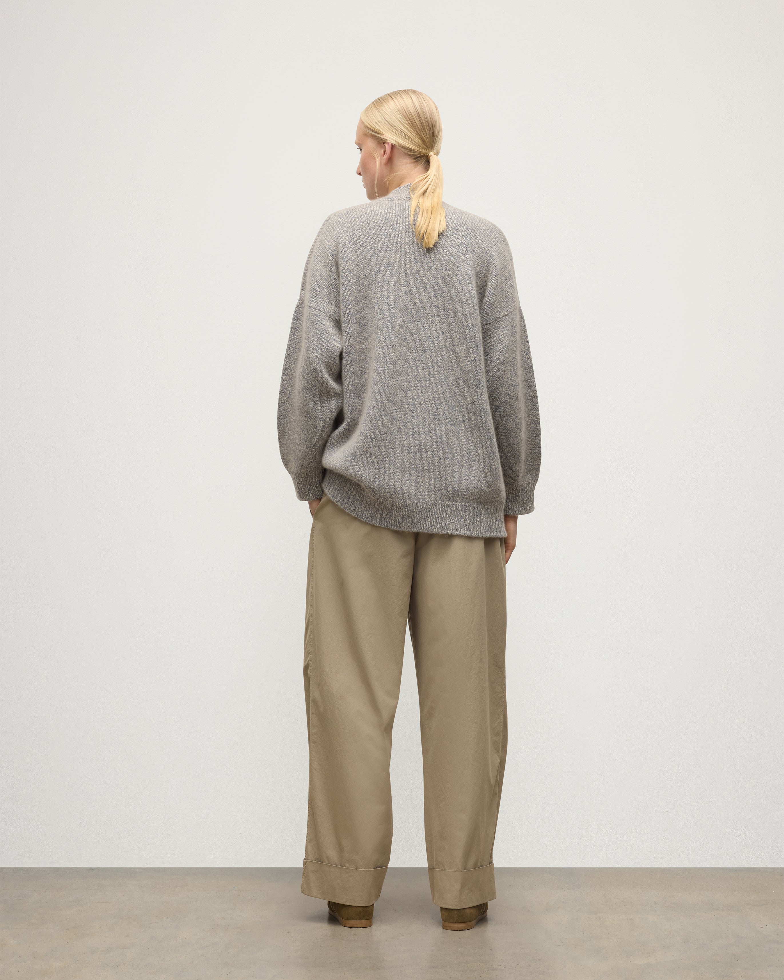 Johnstons of Elgin - Bay Blue Marl Cashmere & Cotton Cardigan