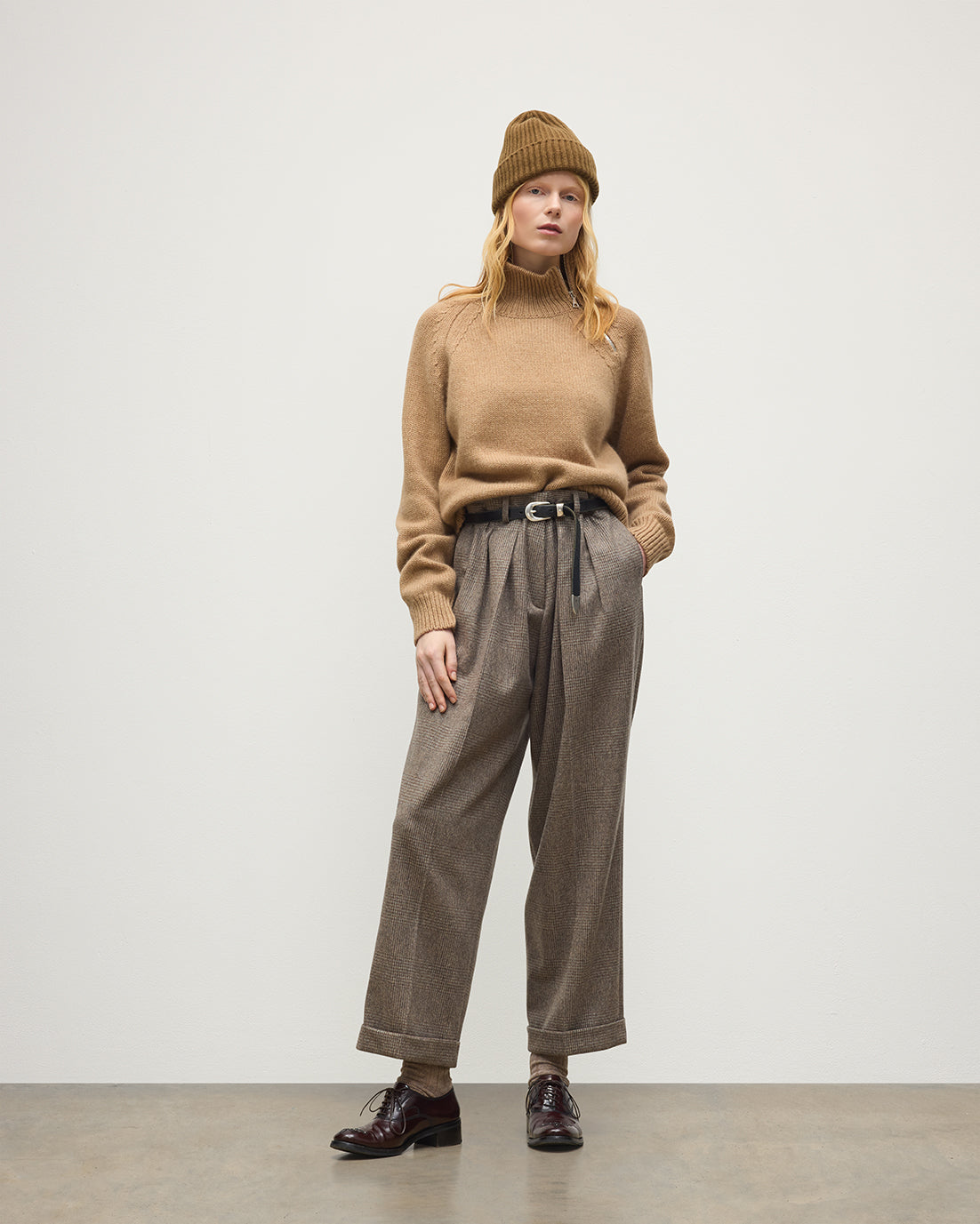 Johnstons of Elgin - Mellis Camel Marble Cashmere & Cotton Jumper