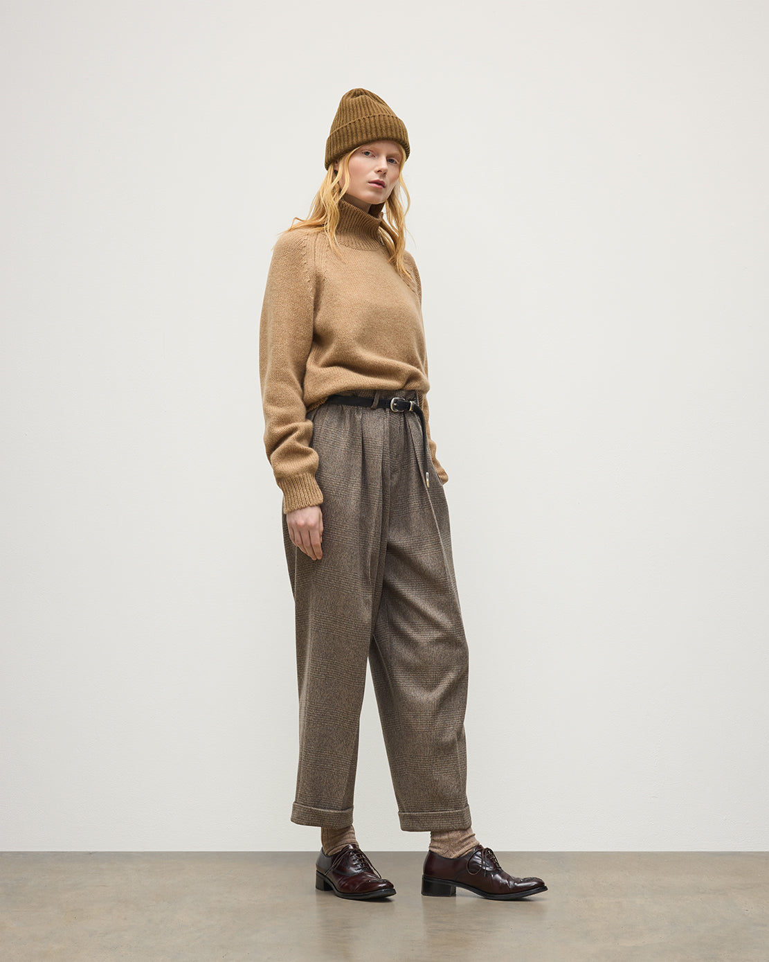 Johnstons of Elgin - Mellis Camel Marble Cashmere & Cotton Jumper