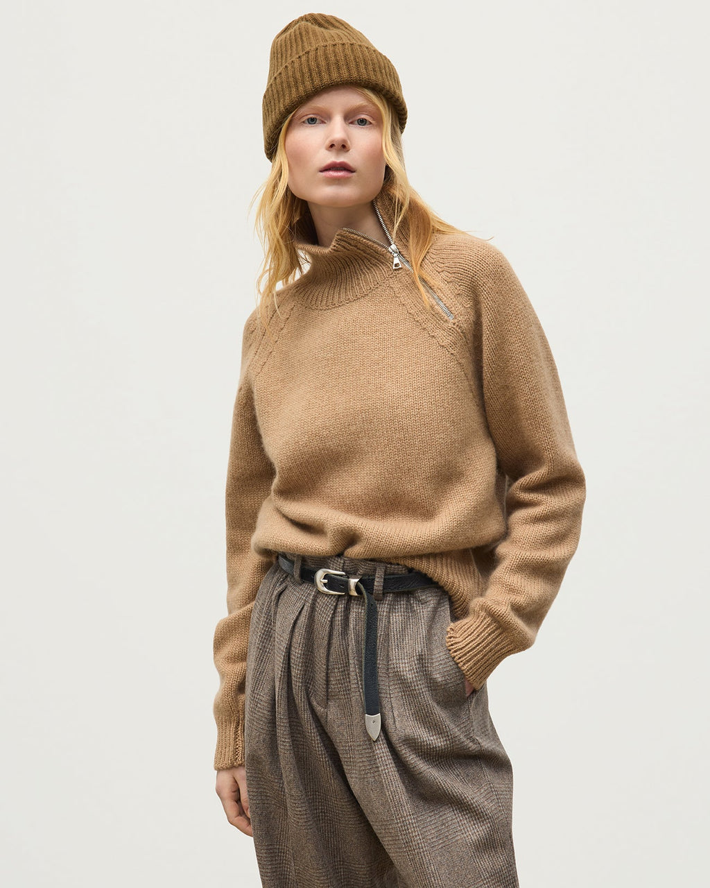 Johnstons of Elgin - Mellis Camel Marble Cashmere & Cotton Jumper