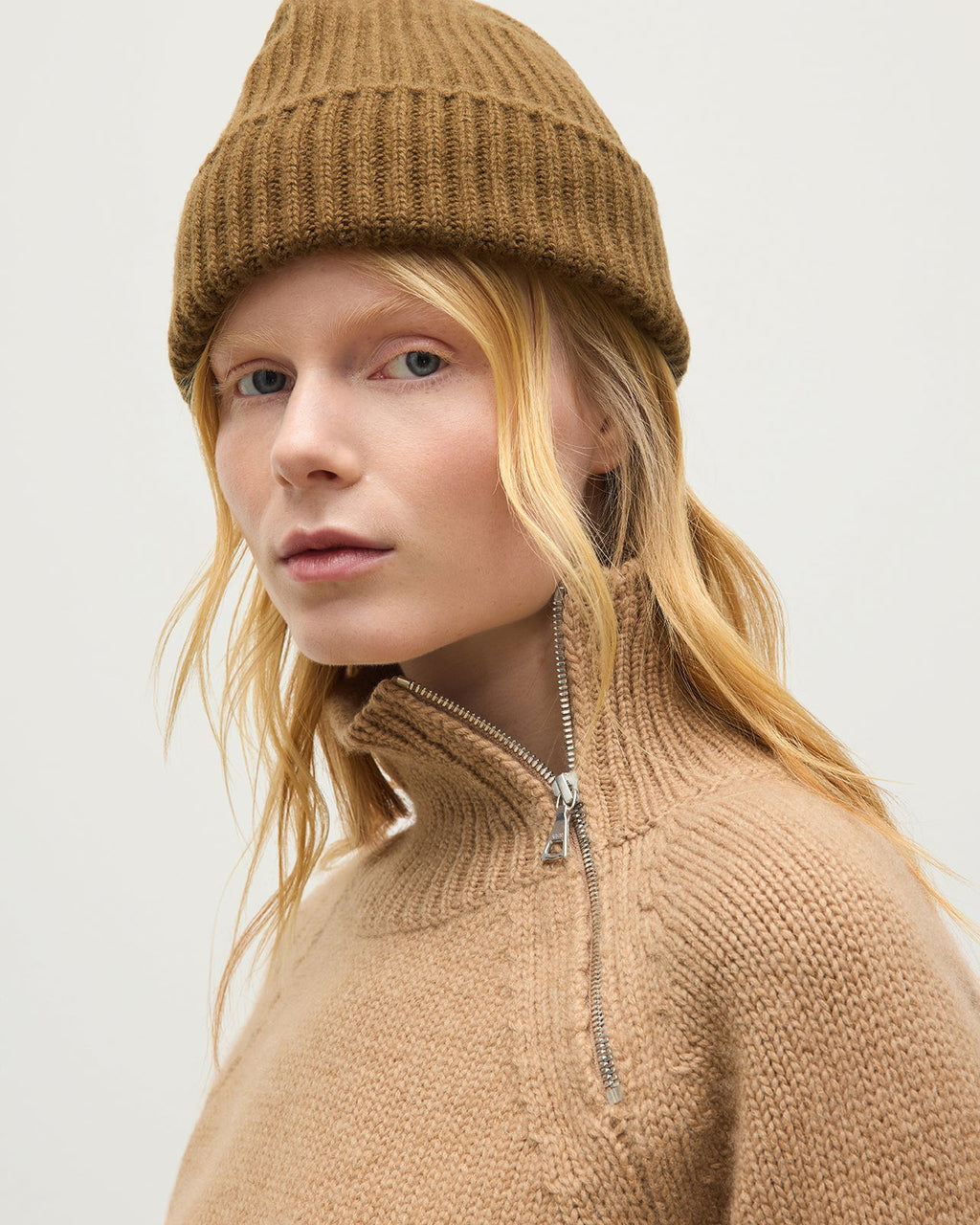 Johnstons of Elgin - Mellis Camel Marble Cashmere & Cotton Jumper