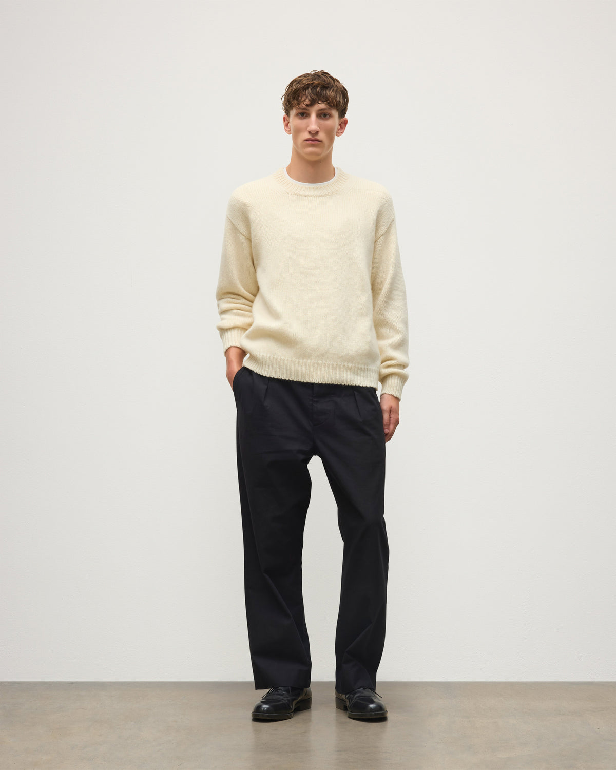 Johnstons of Elgin - Murchison White Marble Cashmere & Cotton Jumper