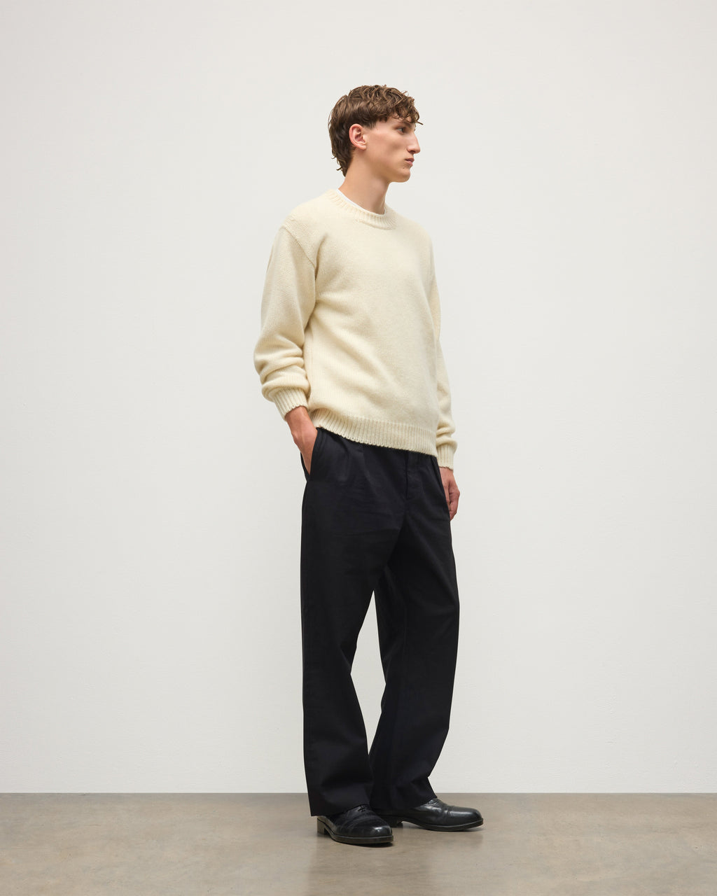 Johnstons of Elgin - Murchison White Marble Cashmere & Cotton Jumper