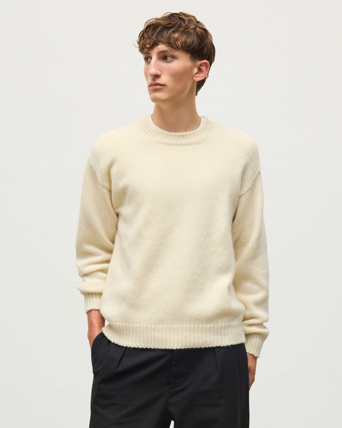 Johnstons of Elgin - Murchison White Marble Cashmere & Cotton Jumper