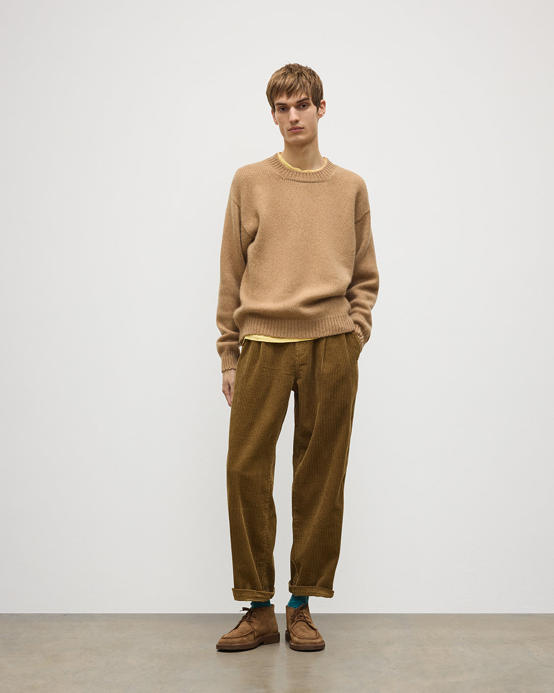 Johnstons of Elgin - Murchison Camel Marble Cashmere & Cotton Jumper