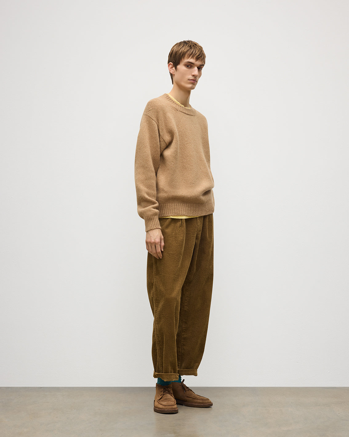 Johnstons of Elgin - Murchison Camel Marble Cashmere & Cotton Jumper