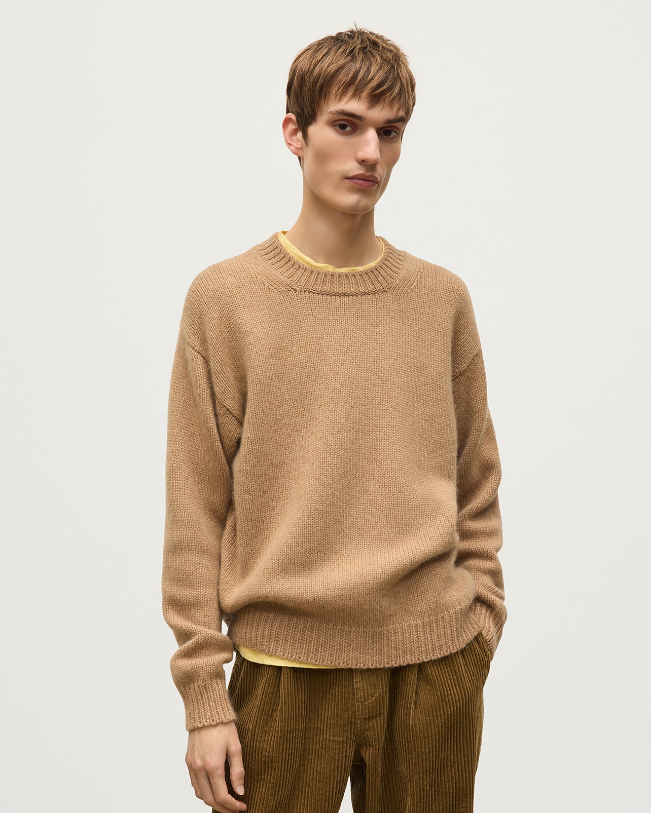 Johnstons of Elgin - Murchison Camel Marble Cashmere & Cotton Jumper
