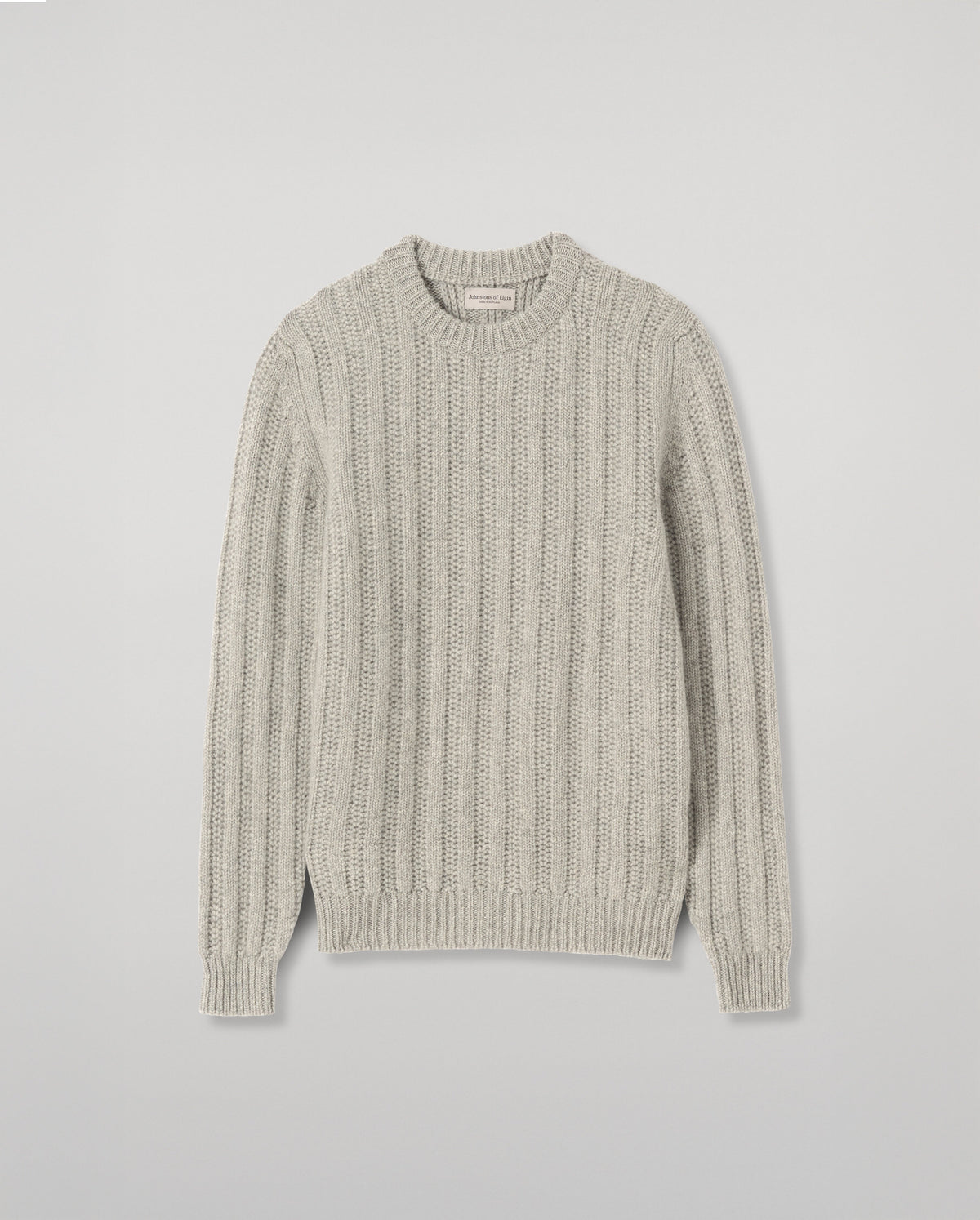 Johnstons of Elgin - Donachie Grey Marble Ribbed Cashmere & Cotton Jumper