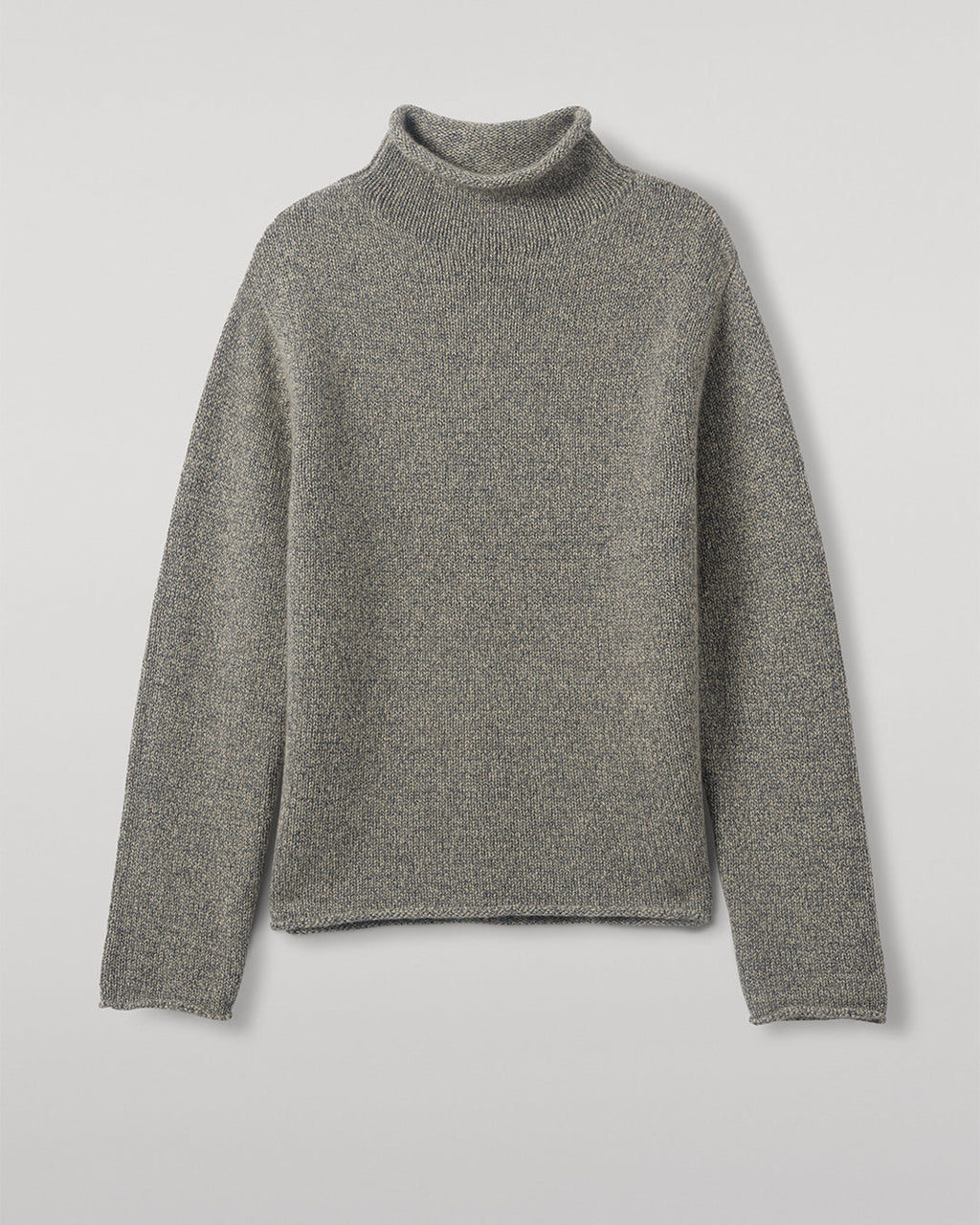 Johnstons of Elgin - Kester Blue Marl Cashmere Funnel Neck Jumper