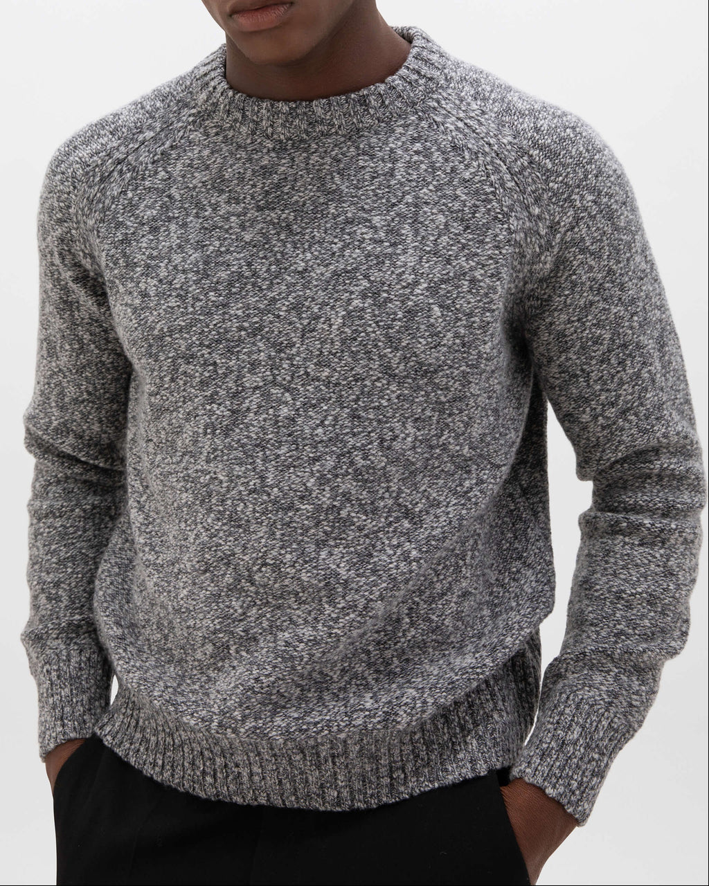 Johnstons of Elgin - Wool Cashmere Slub Grey Jumper