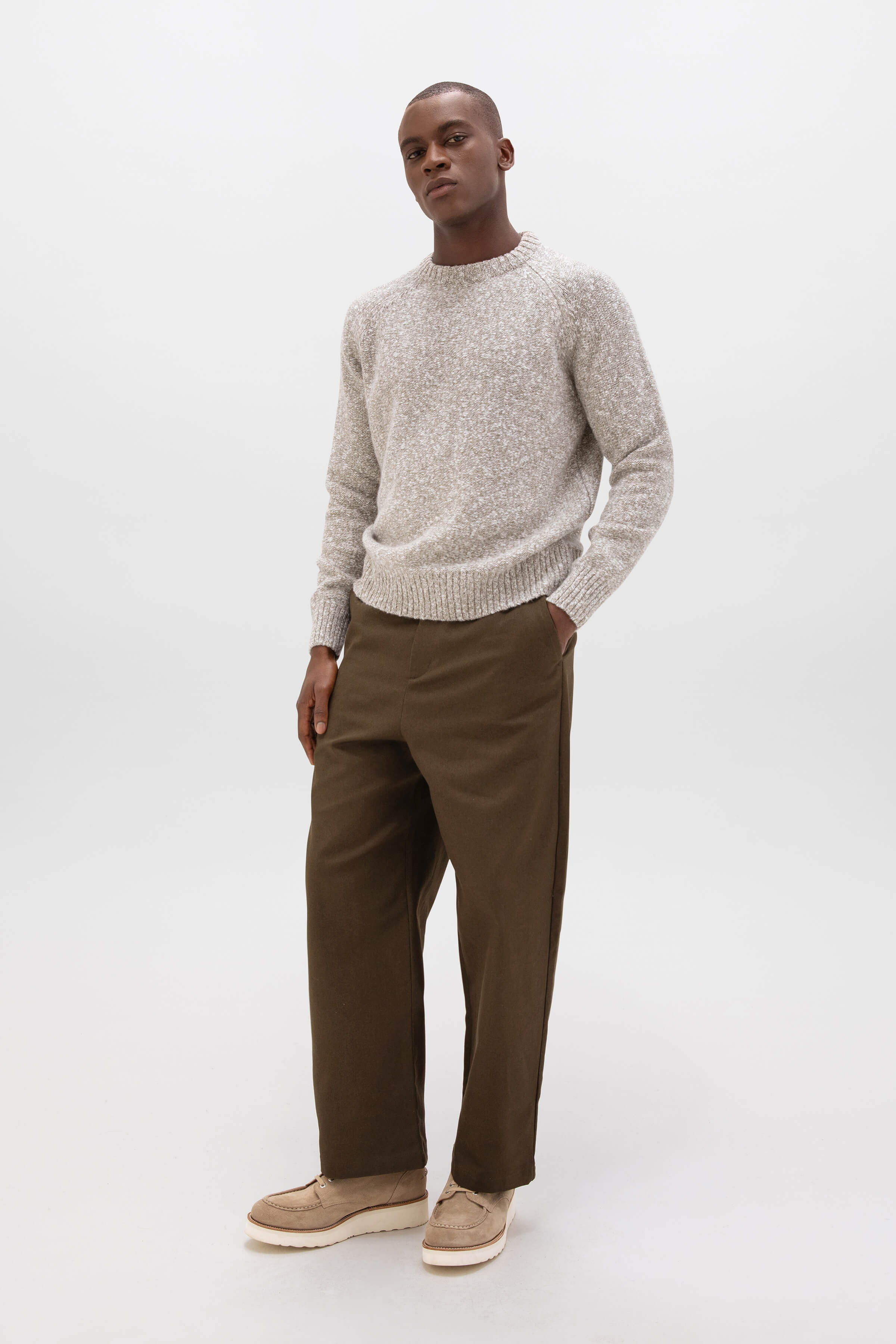 Johnstons of Elgin - Wool Cashmere Slub Natural Jumper
