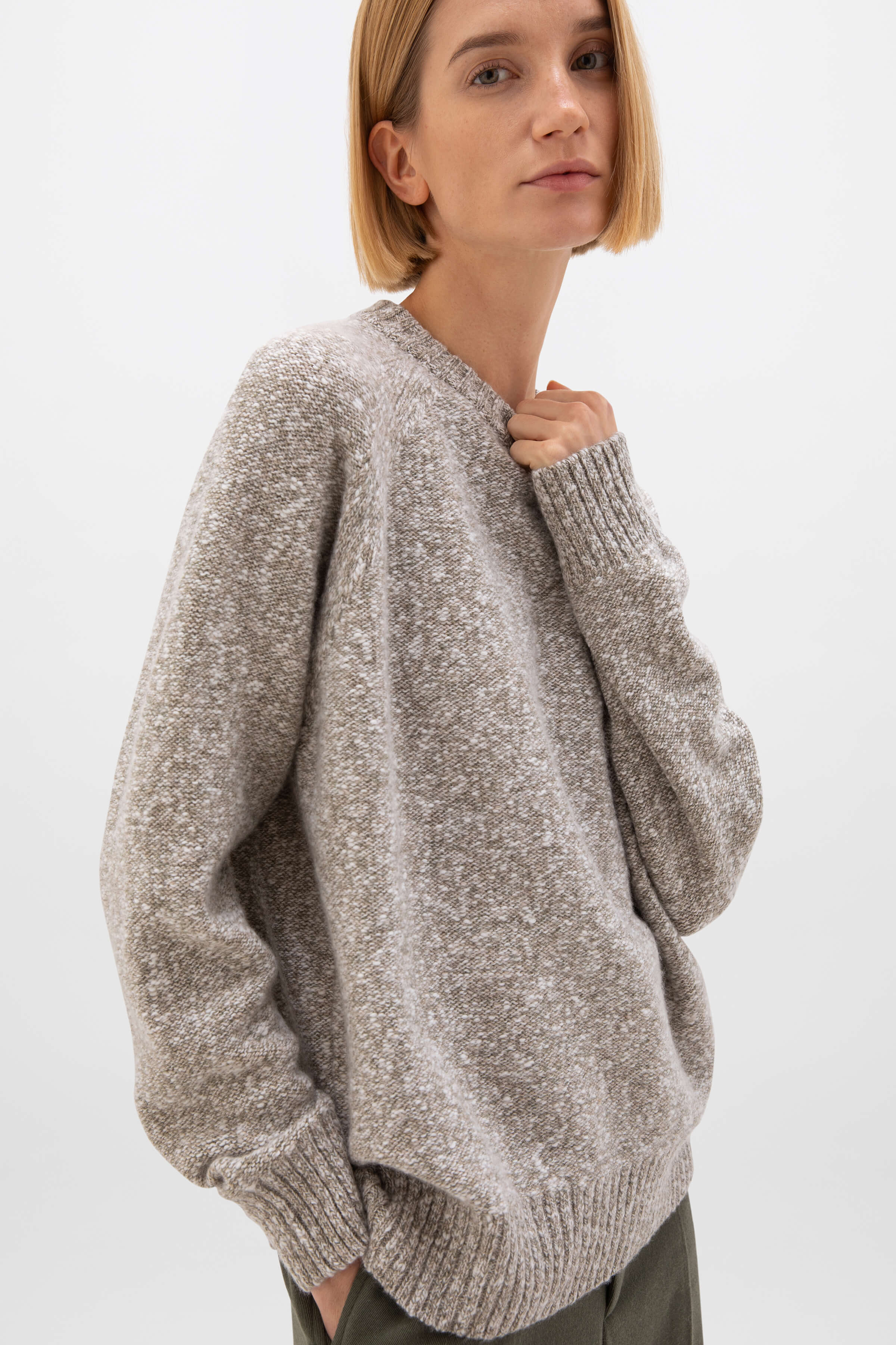 Johnstons of Elgin - Wool Cashmere Slub Natural Jumper