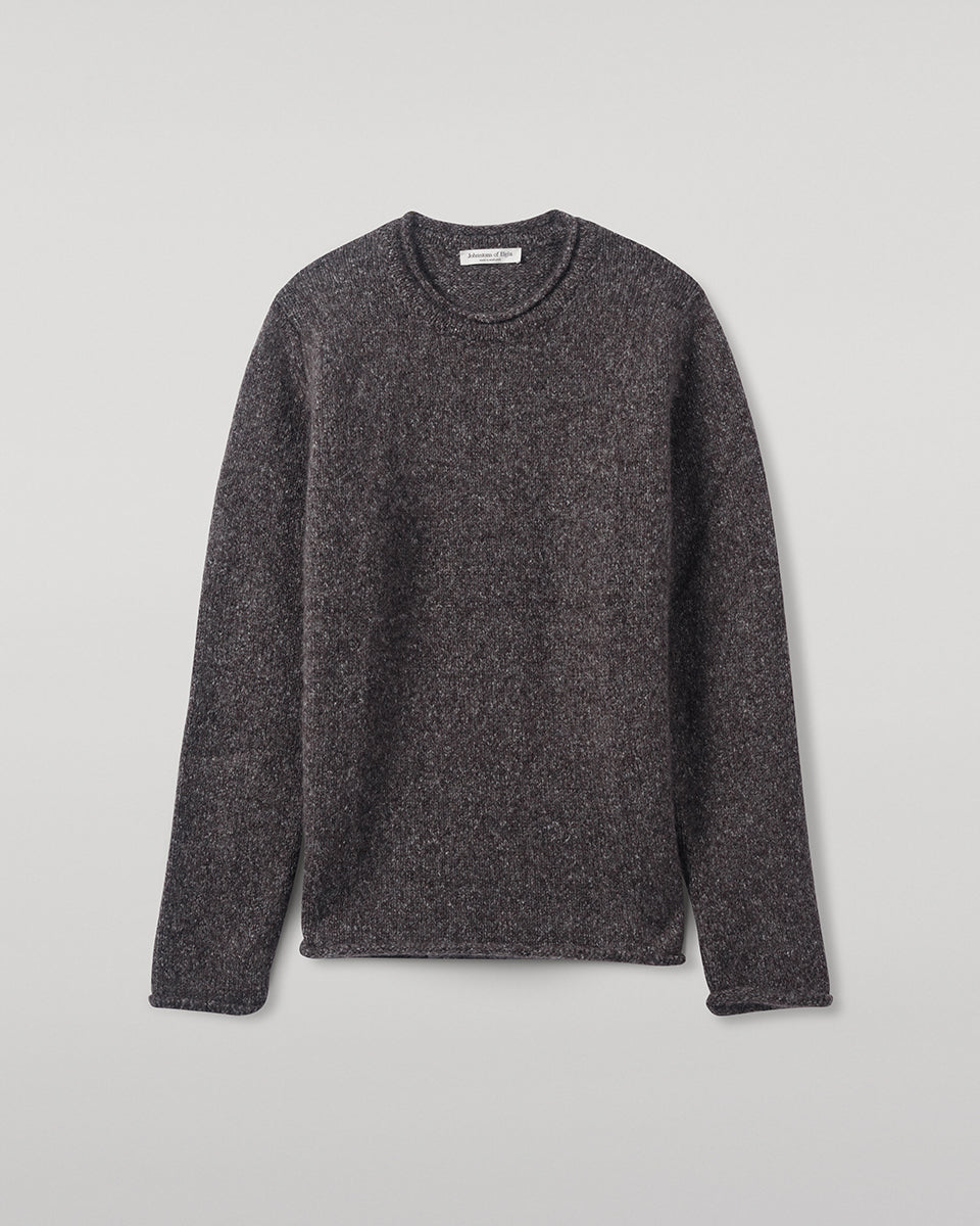 Johnstons of Elgin - Brushed Cashmere Silk Dark Grey Jumper