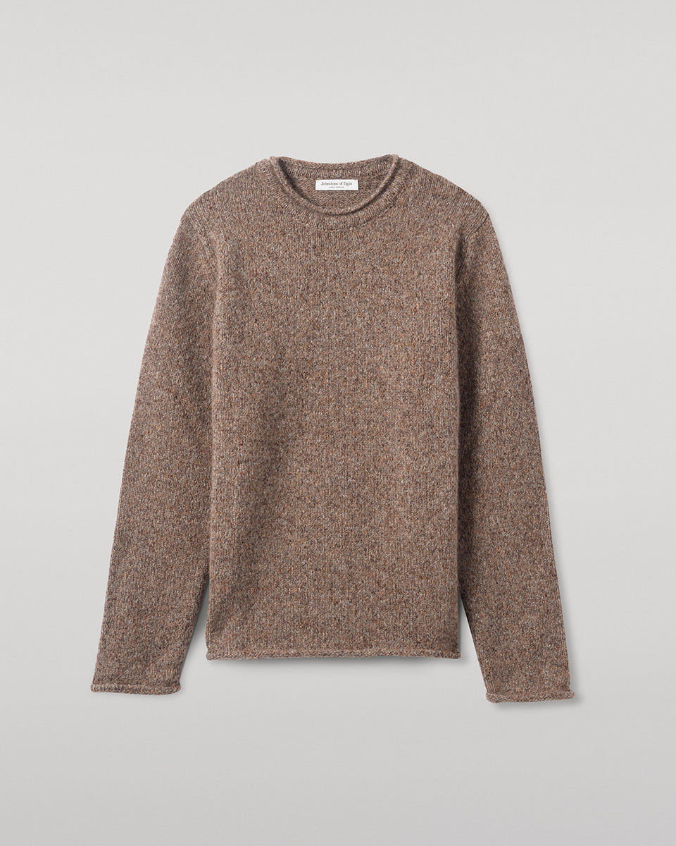 Johnstons of Elgin - Brushed Cashmere Silk Brown Jumper