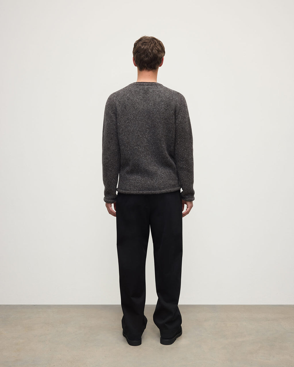 Johnstons of Elgin - Brushed Cashmere Silk Dark Grey Jumper