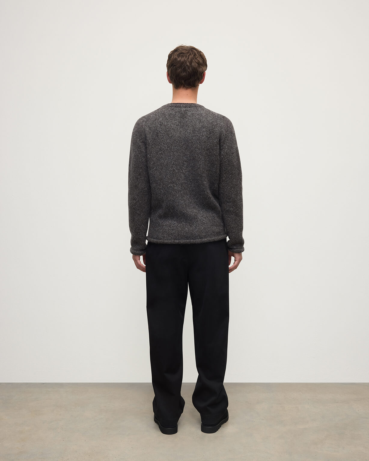 Johnstons of Elgin - Brushed Cashmere Silk Dark Grey Jumper