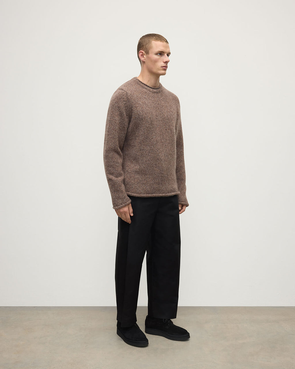 Johnstons of Elgin - Brushed Cashmere Silk Brown Jumper