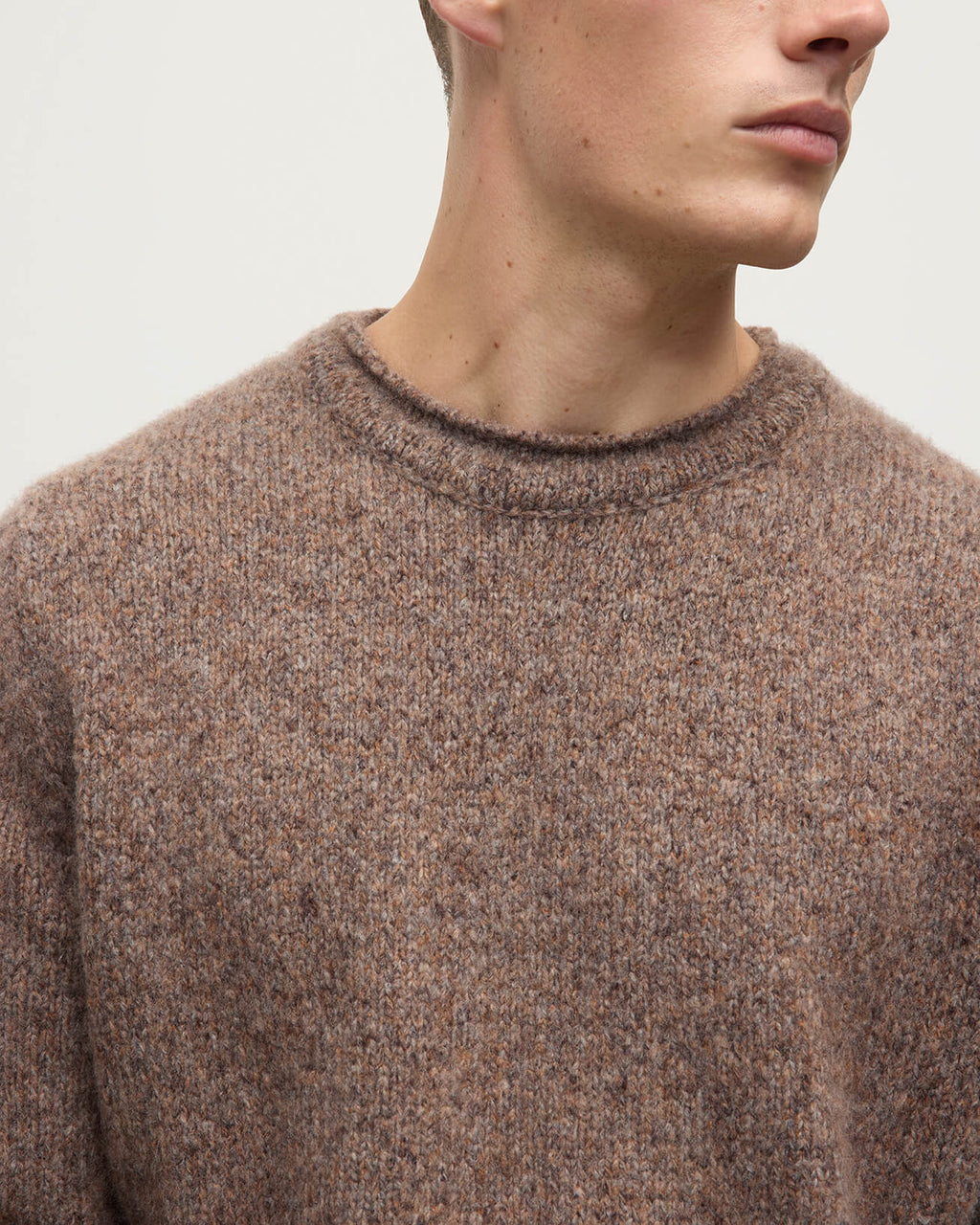 Johnstons of Elgin - Brushed Cashmere Silk Brown Jumper