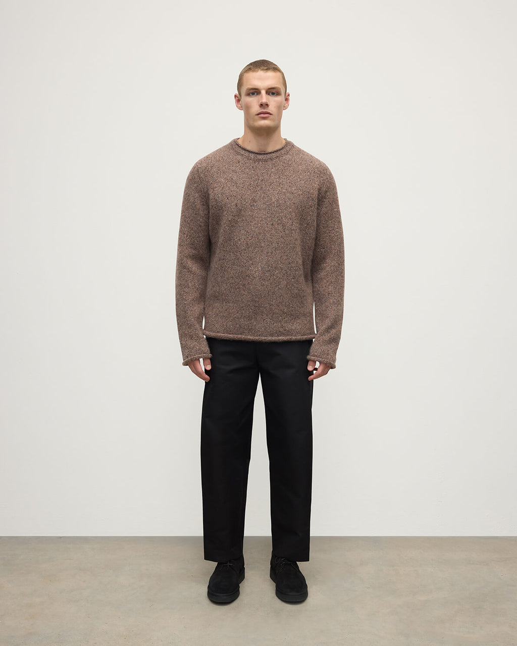 Johnstons of Elgin - Brushed Cashmere Silk Brown Jumper