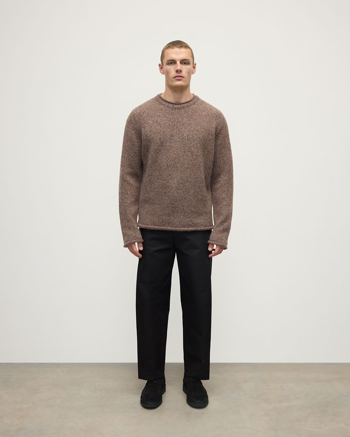 Johnstons of Elgin - Brushed Cashmere Silk Brown Jumper