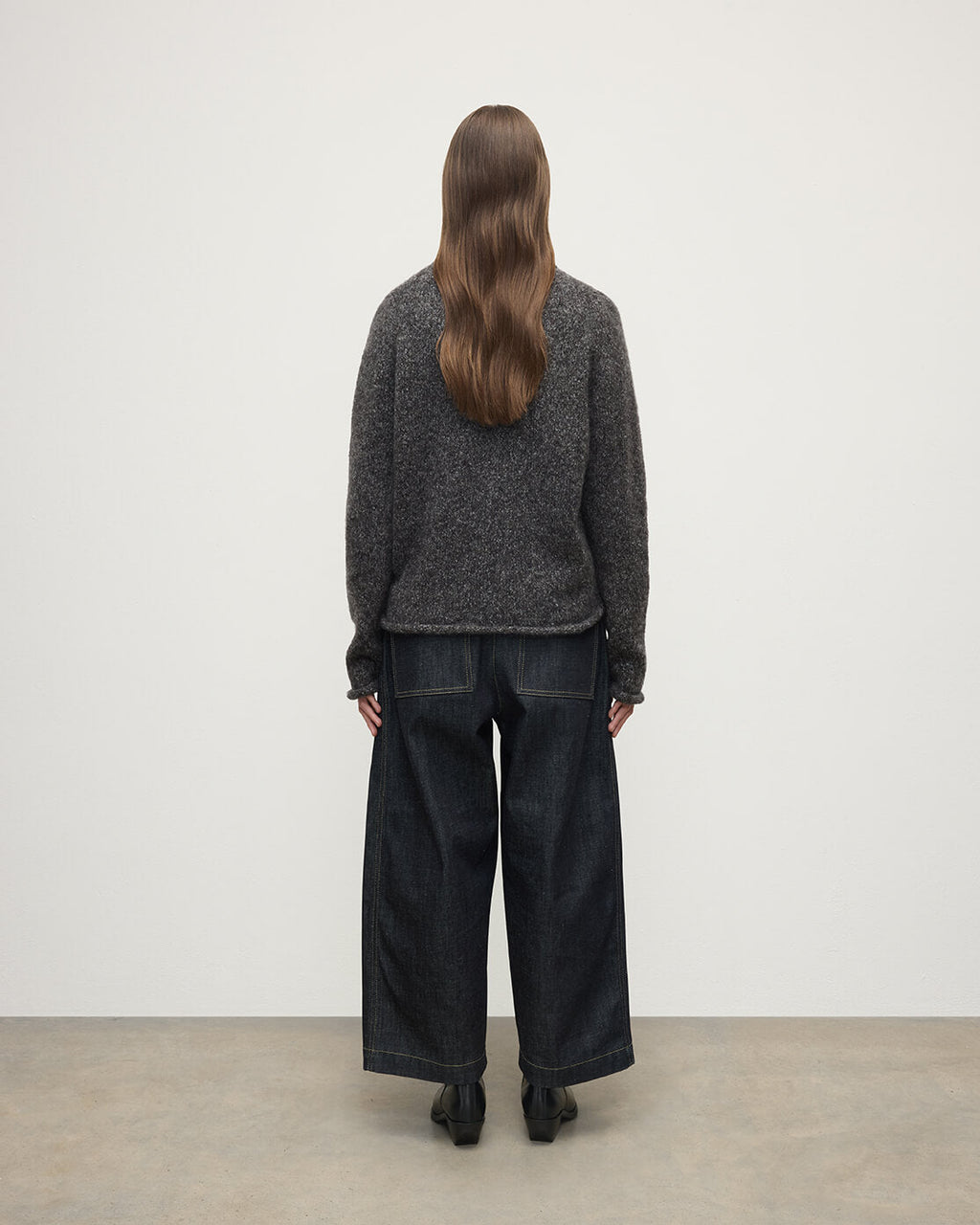 Johnstons of Elgin - Brushed Cashmere - Silk Dark Grey Jumper