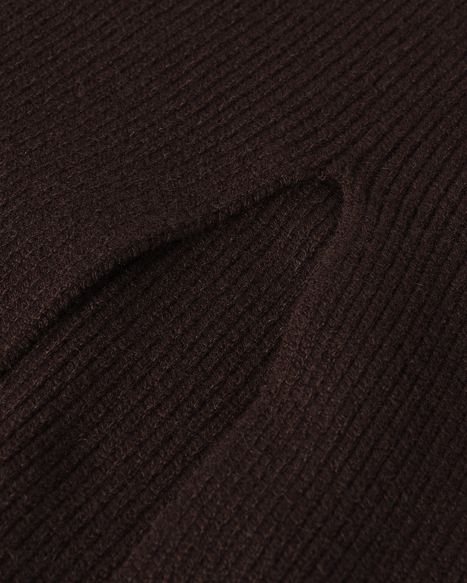 Johnstons of Elgin - Cashmere Dark Brown Midi Skirt