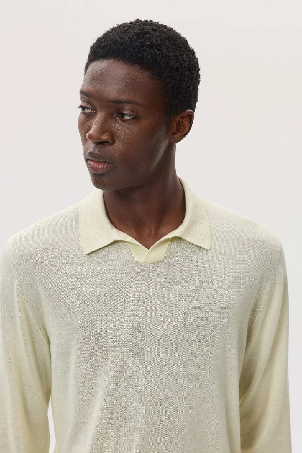 Johnstons of Elgin - Superfine Cashmere Silk Light Yellow Polo Shirt