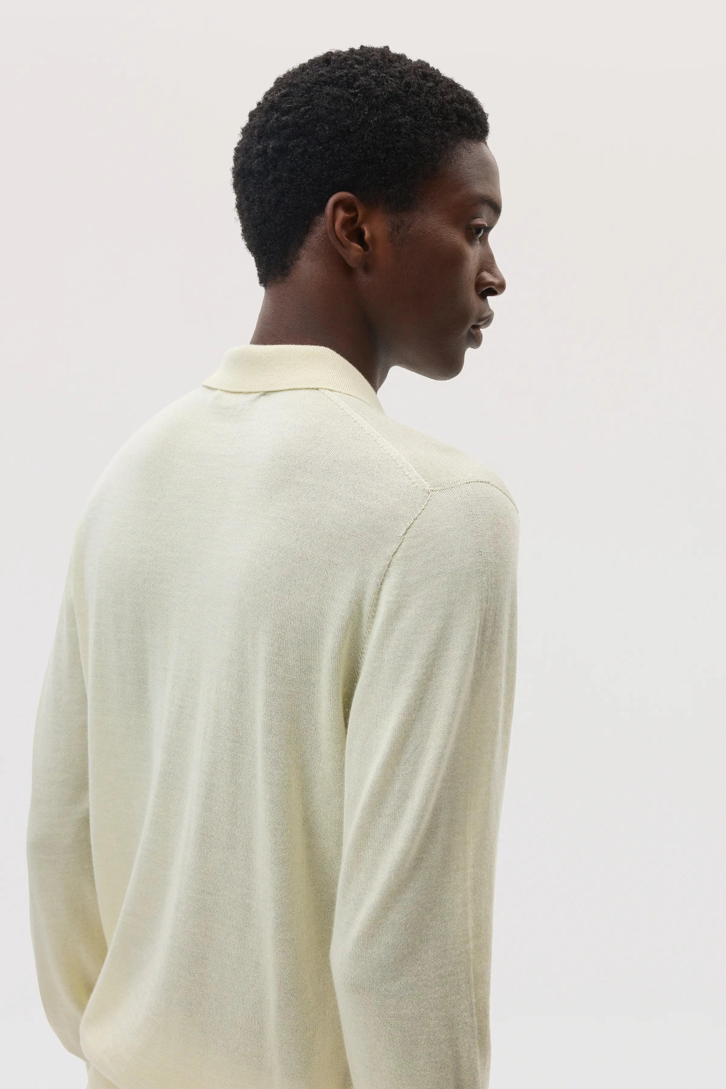 Johnstons of Elgin - Superfine Cashmere Silk Light Yellow Polo Shirt