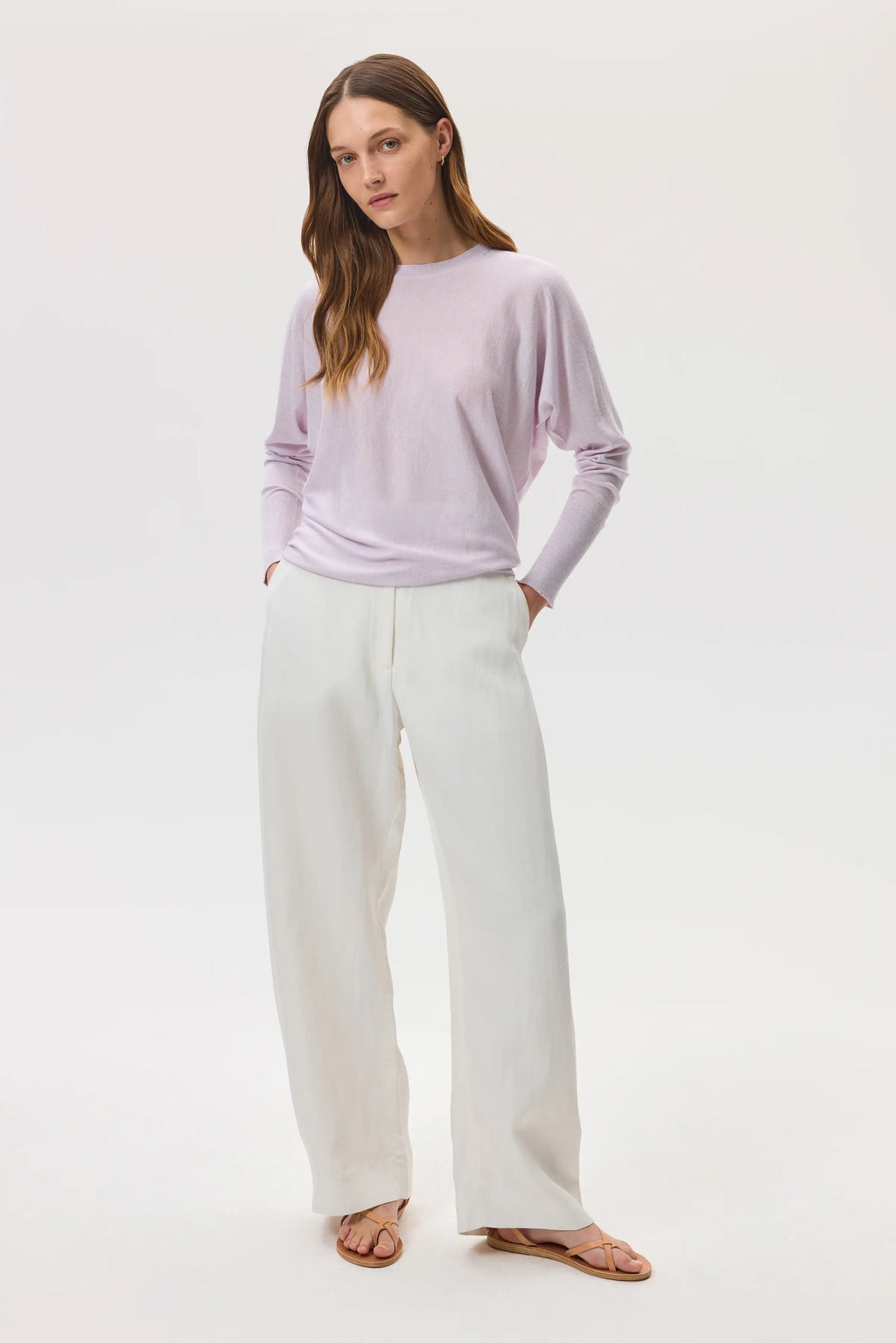 Johnstons of Elgin - Cashmere Silk Light Purple Batwing Jumper