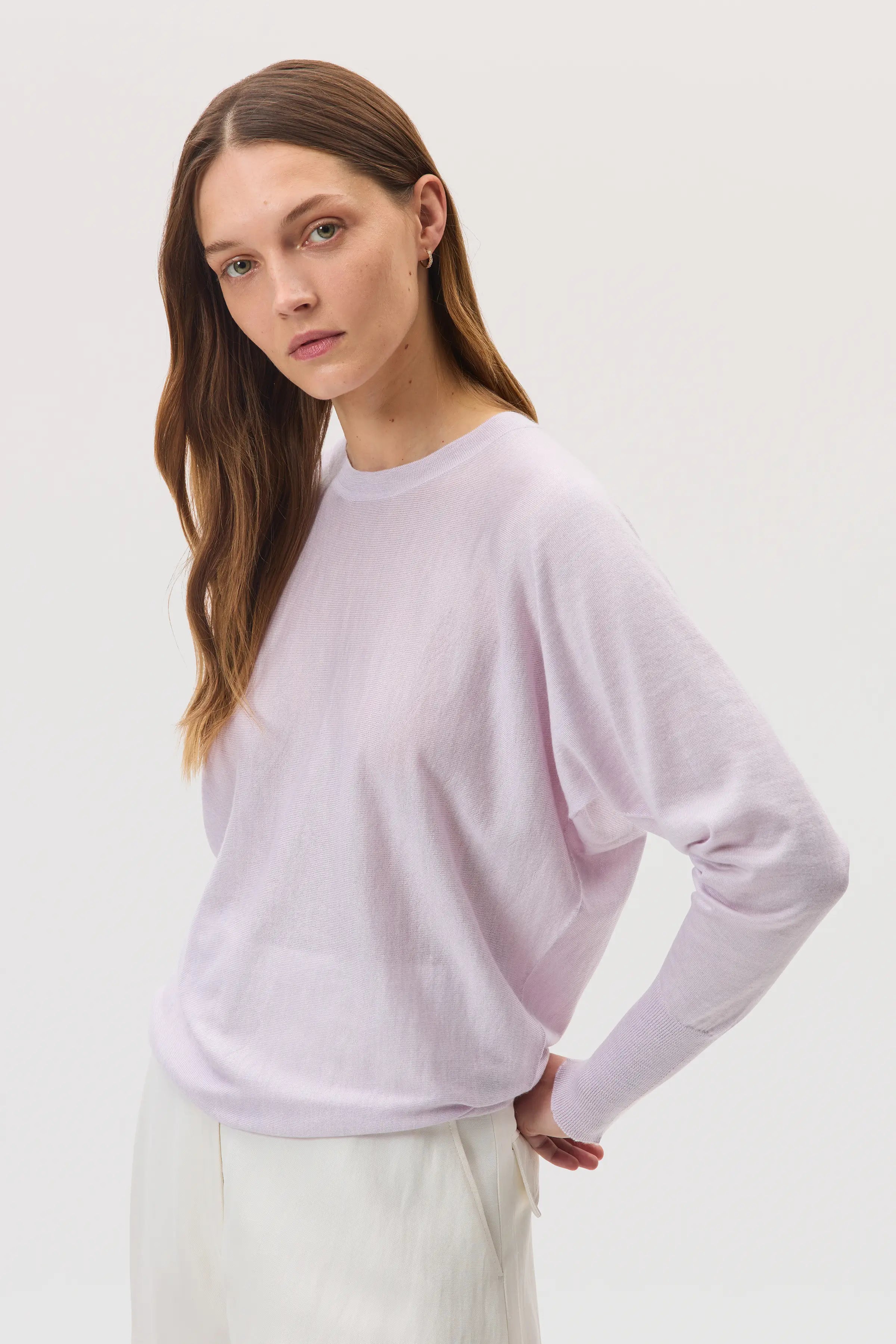 Johnstons of Elgin - Cashmere Silk Light Purple Batwing Jumper