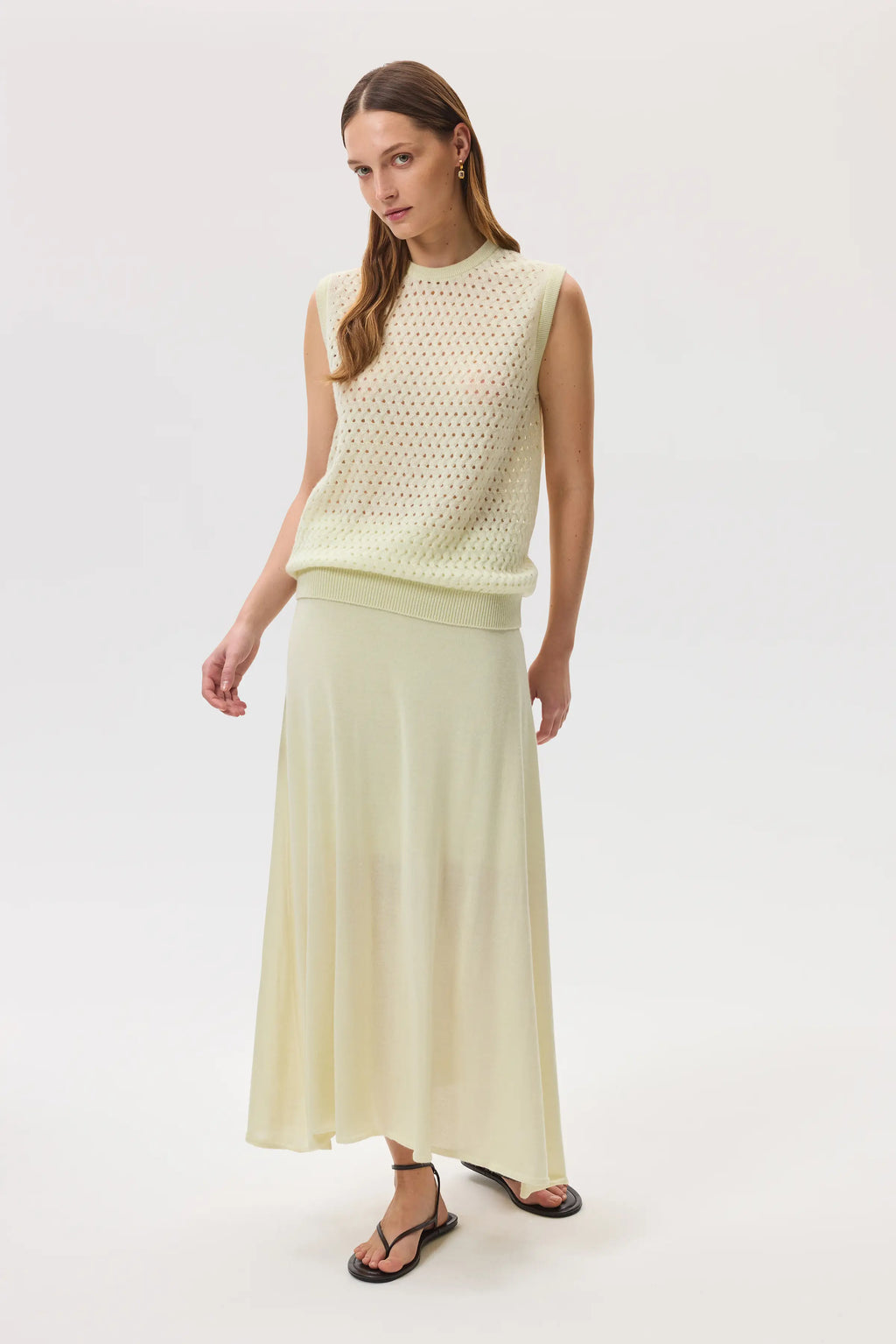 Johnstons of Elgin - Cashmere Silk Light Yellow A - Line Skirt