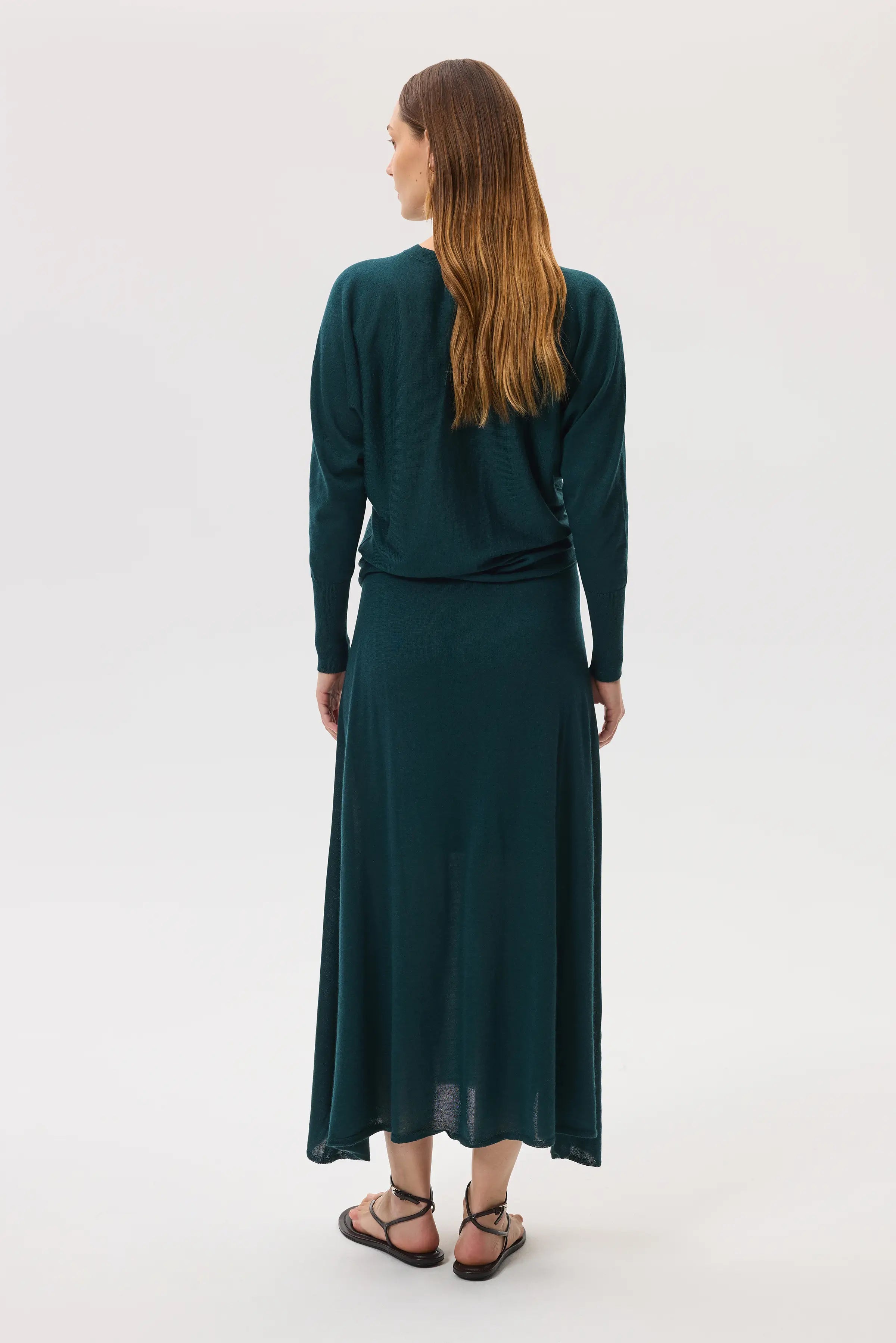 Johnstons of Elgin - Cashmere Silk A - Line Green Skirt