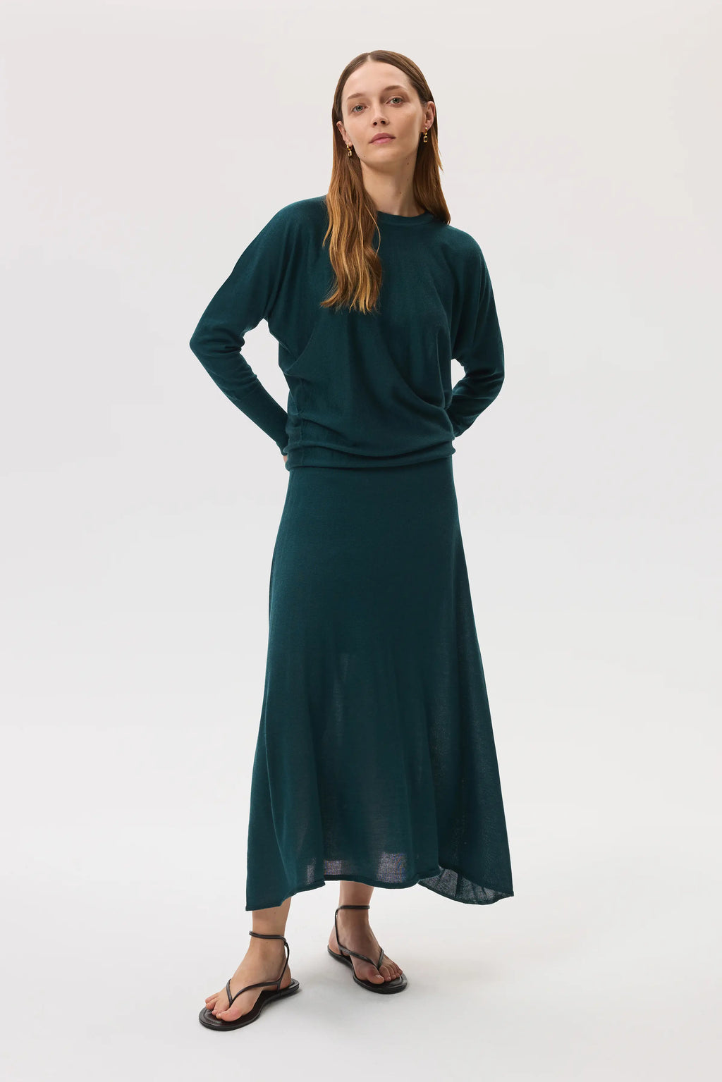 Johnstons of Elgin - Cashmere Silk A - Line Green Skirt
