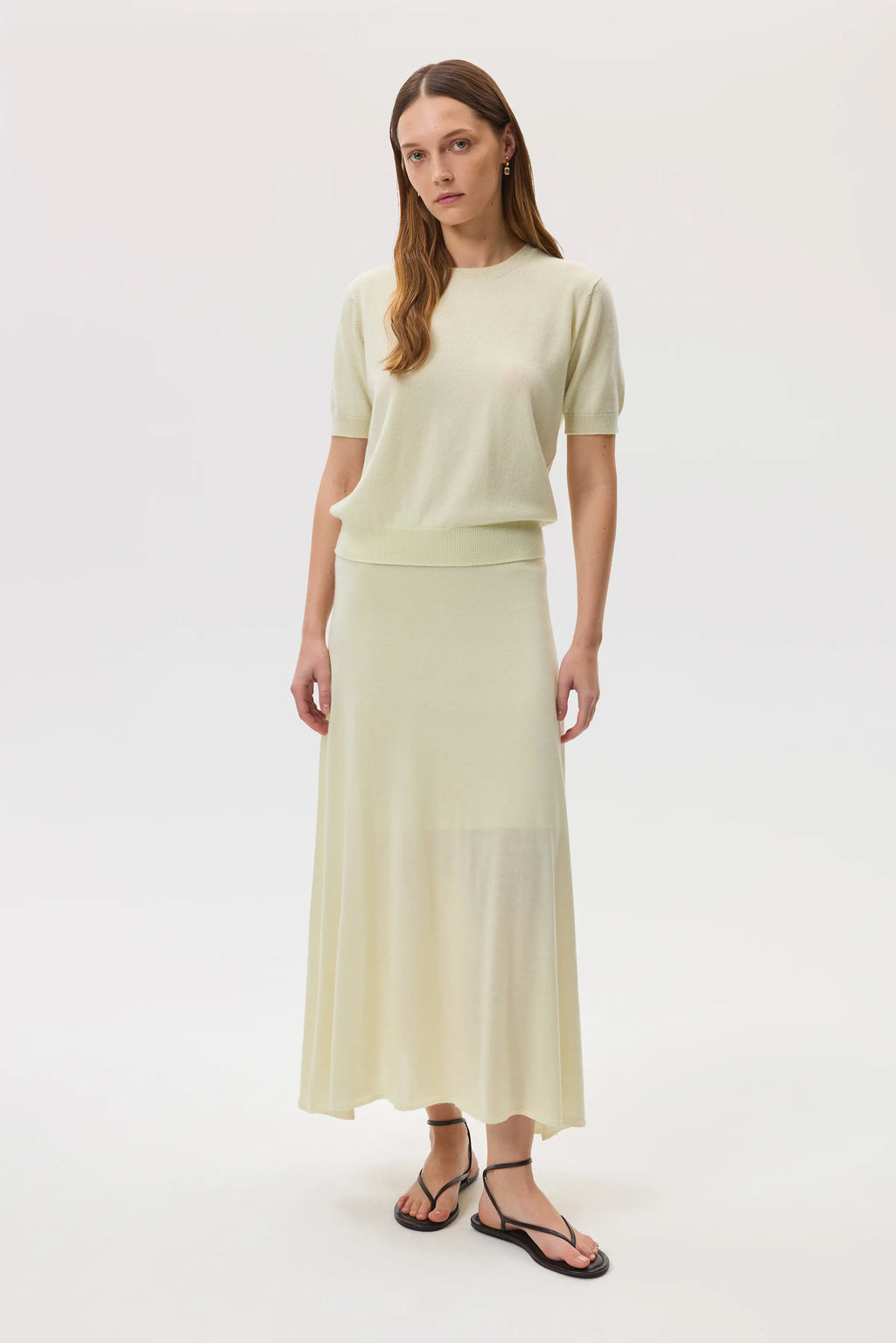 Johnstons of Elgin - Cashmere Silk Light Yellow A - Line Skirt