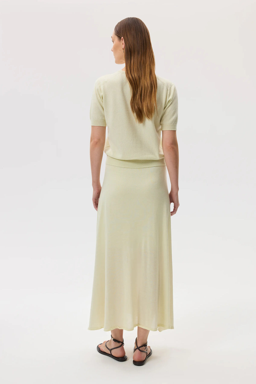 Johnstons of Elgin - Cashmere Silk Light Yellow A - Line Skirt