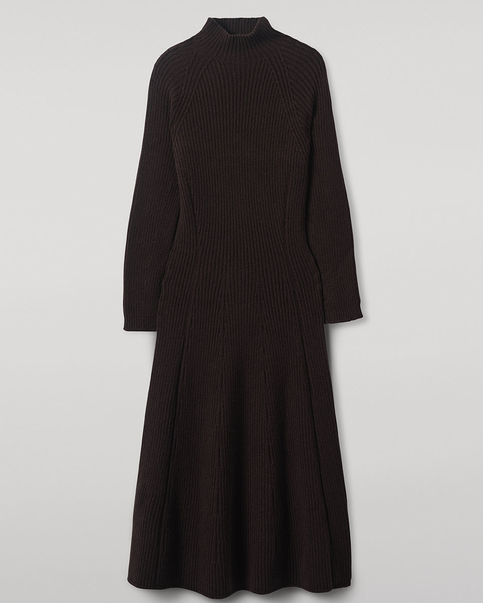 Johnstons of Elgin - Cashmere Dark Brown Midi Dress