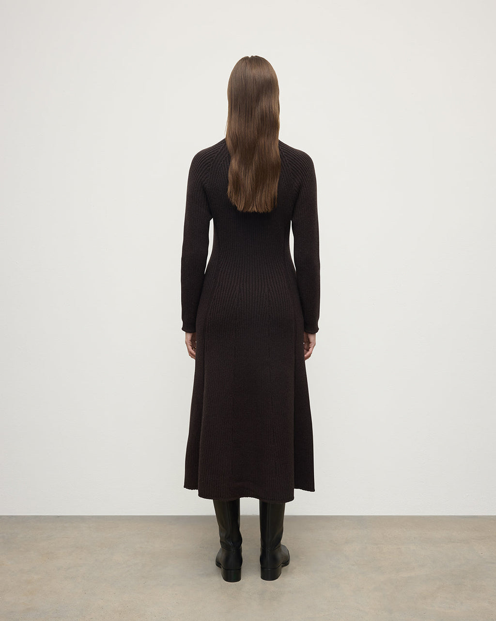 Johnstons of Elgin - Cashmere Dark Brown Midi Dress