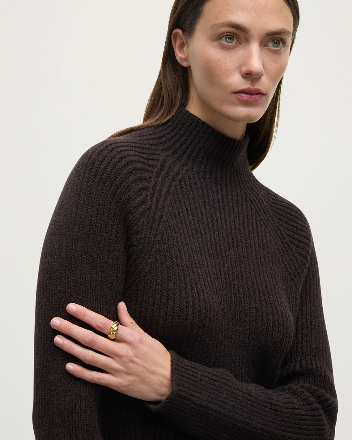 Johnstons of Elgin - Cashmere Dark Brown Midi Dress