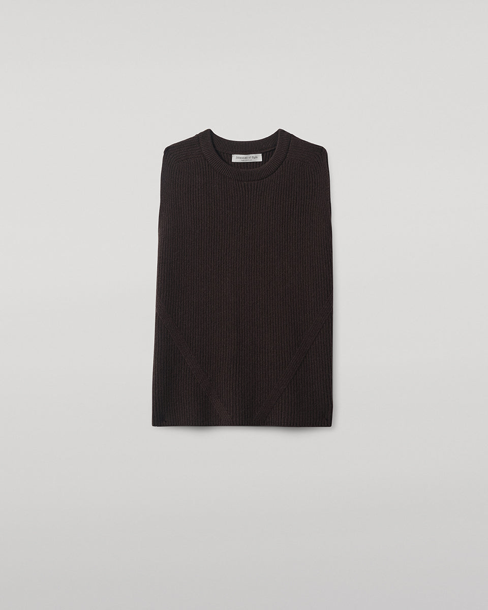 Johnstons of Elgin - Sleeveless Dark Brown Cashmere Tank Top
