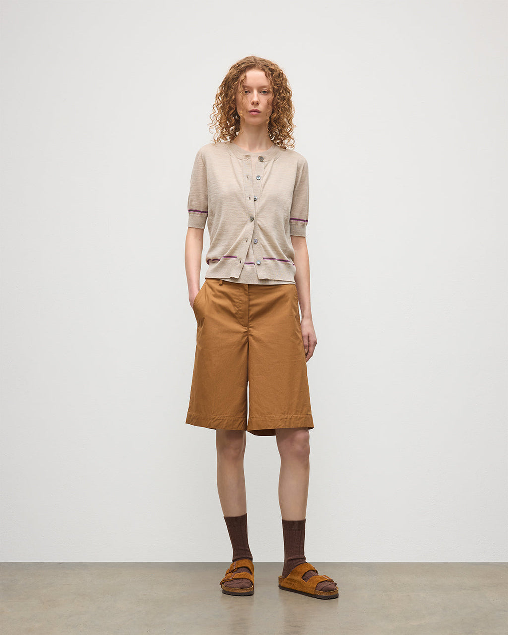 Johnstons of Elgin - Brae Natural Merino Short Sleeve Cardigan