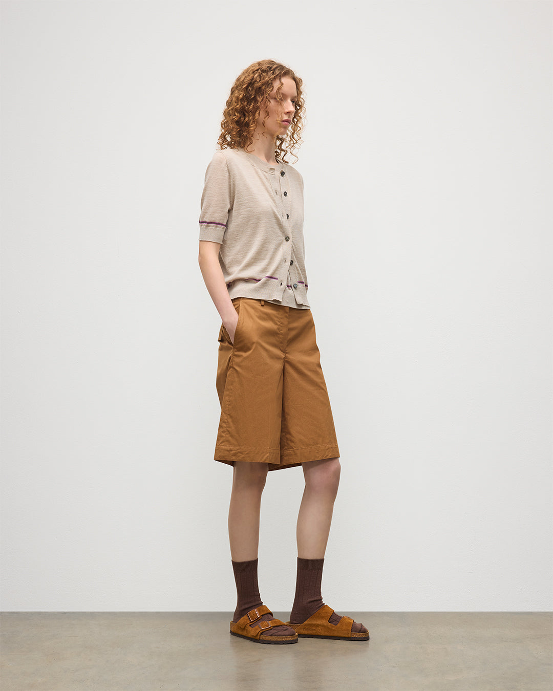Johnstons of Elgin - Brae Natural Merino Short Sleeve Cardigan
