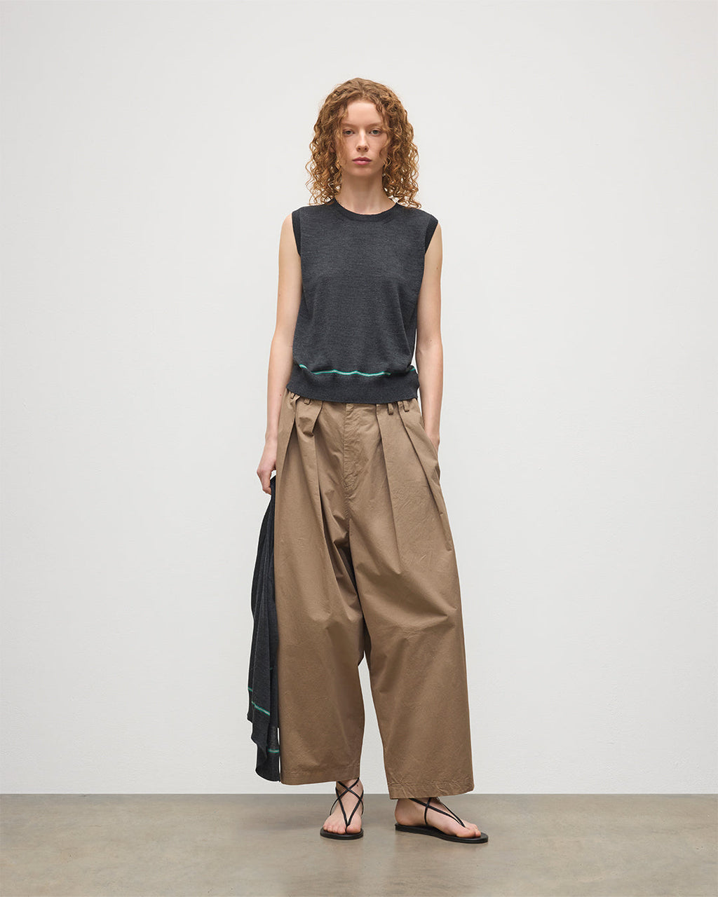 Johnstons of Elgin - Brae Dark Grey Merino Sleeveless Tank